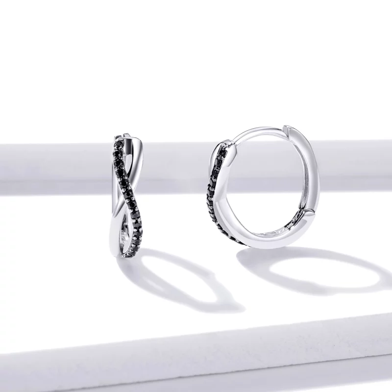 (image pour) Boucles d'oreilles créoles avec symbole infini de style Pandora - BSE399 - Afficher 4