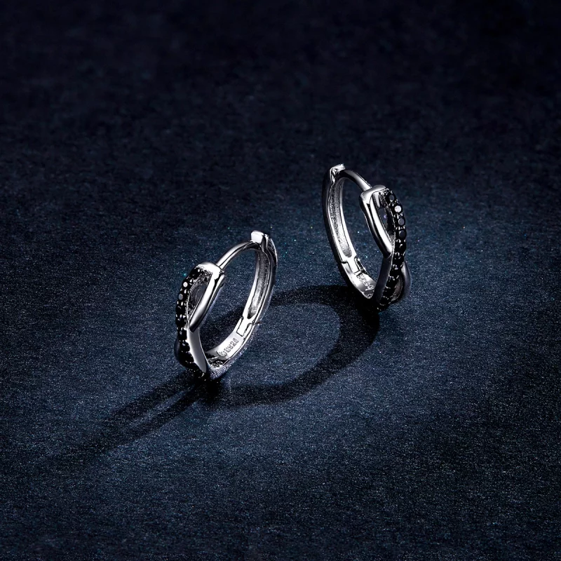 (image pour) Boucles d'oreilles créoles avec symbole infini de style Pandora - BSE399 - Afficher 5
