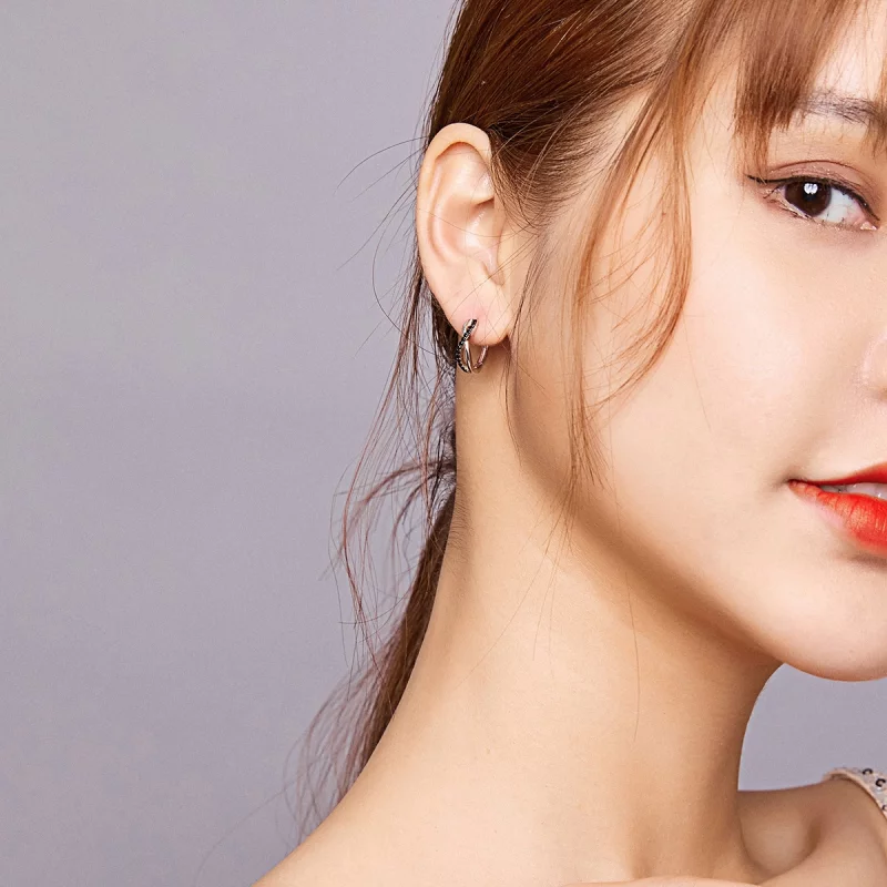 (image pour) Boucles d'oreilles créoles avec symbole infini de style Pandora - BSE399 - Afficher 8