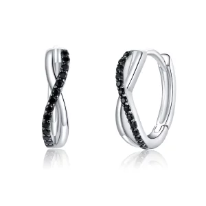 (image pour) Boucles d'oreilles créoles avec symbole infini de style Pandora - BSE399
