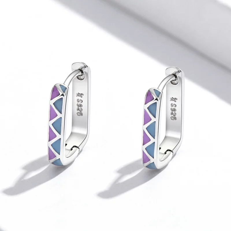 (image pour) Boucles d'oreilles créoles à contraste de couleurs simples - style Pandora - SCE - Afficher 2