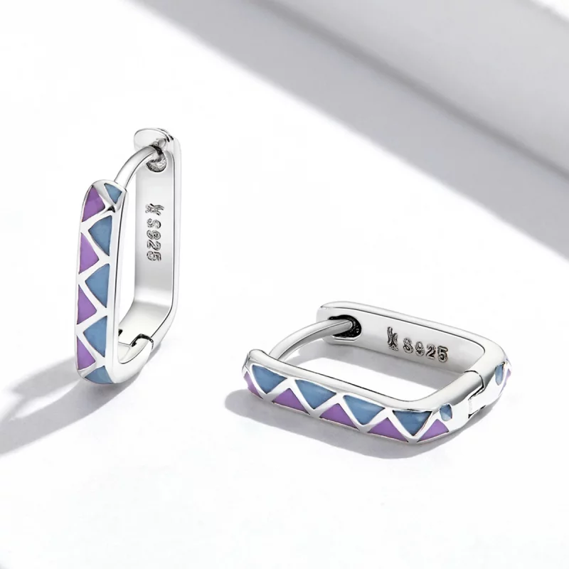 (image pour) Boucles d'oreilles créoles à contraste de couleurs simples - style Pandora - SCE - Afficher 3