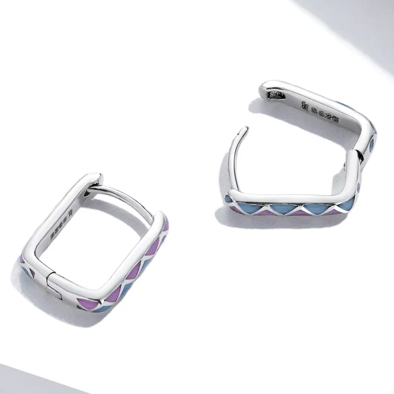 (image pour) Boucles d'oreilles créoles à contraste de couleurs simples - style Pandora - SCE - Afficher 4