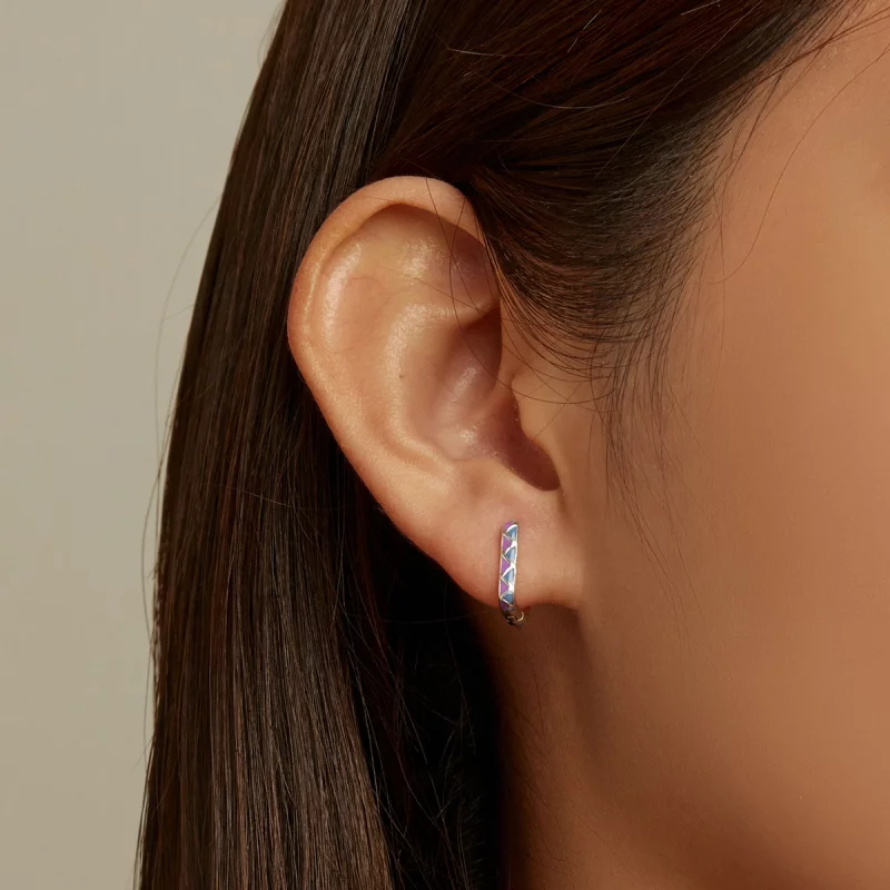 (image pour) Boucles d'oreilles créoles à contraste de couleurs simples - style Pandora - SCE - Afficher 5