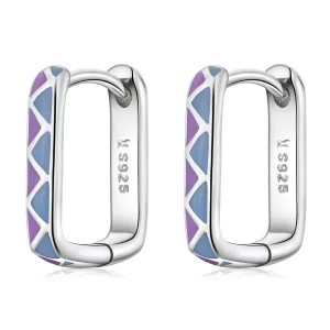 (image pour) Boucles d'oreilles créoles à contraste de couleurs simples - style Pandora - SCE1371-VT