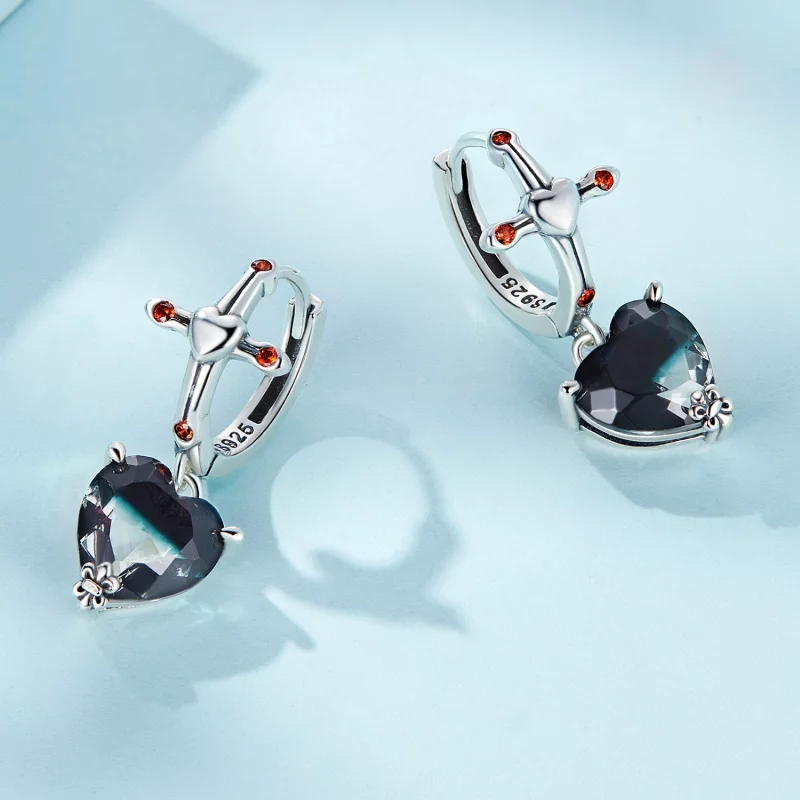 (image pour) Boucles d'oreilles créoles de style Pandora avec croix - SCE1518 - Afficher 3