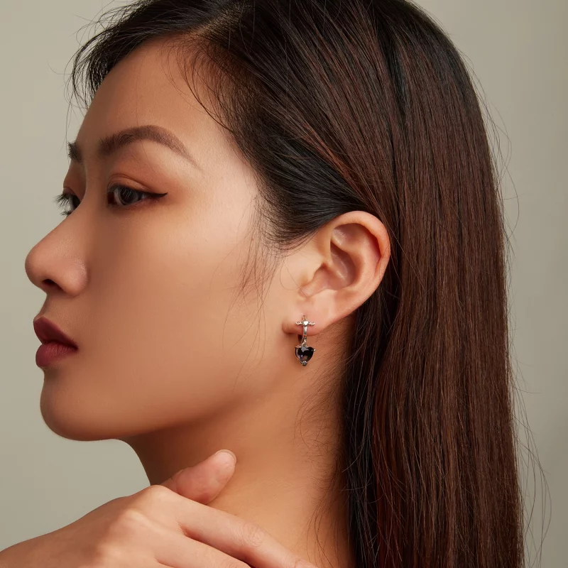 (image pour) Boucles d'oreilles créoles de style Pandora avec croix - SCE1518 - Afficher 5