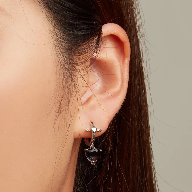 (image pour) Boucles d'oreilles créoles de style Pandora avec croix - SCE1518 - Afficher 6