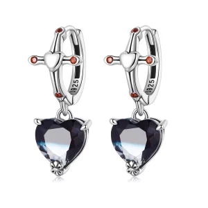 (image pour) Boucles d'oreilles créoles de style Pandora avec croix - SCE1518