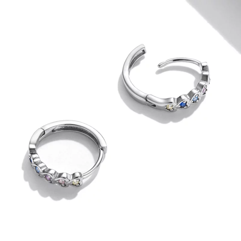 (image pour) Boucles d'oreilles créoles en forme de cœur arc-en-ciel style Pandora - SCE1275 - Afficher 4