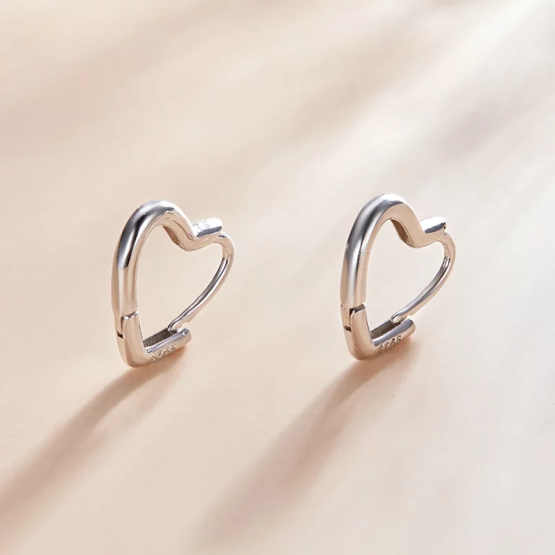 (image pour) Boucles d'oreilles créoles en métal avec cœur style Pandora - SCE1174-A - Afficher 2