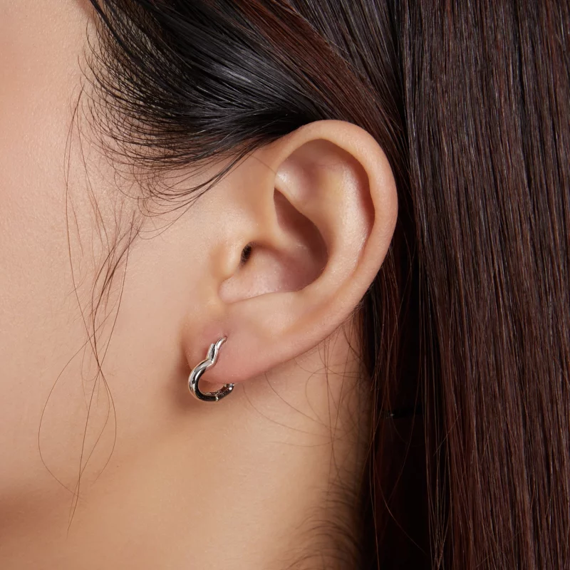 (image pour) Boucles d'oreilles créoles en métal avec cœur style Pandora - SCE1174-A - Afficher 4