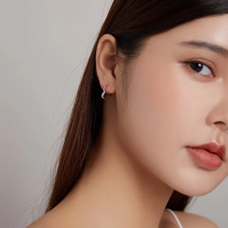 (image pour) Boucles d'oreilles créoles en métal avec cœur style Pandora - SCE1174-A - Afficher 5