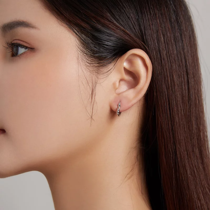 (image pour) Boucles d'oreilles créoles en métal avec cœur style Pandora - SCE1174-A - Afficher 6