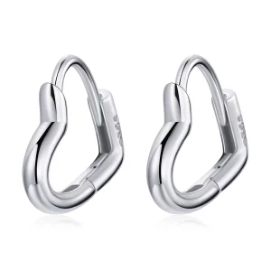 (image pour) Boucles d'oreilles créoles en métal avec cœur style Pandora - SCE1174-A