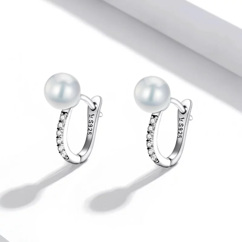 (image pour) Boucles d'oreilles créoles en perles de coquillage de style Pandora - SCE1288 - Afficher 2