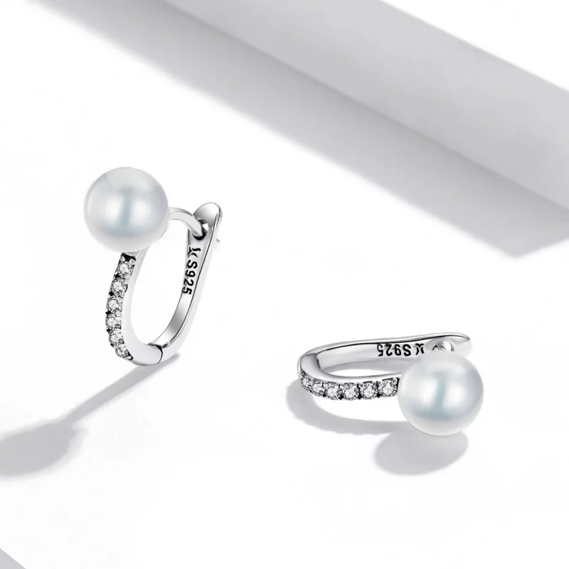 (image pour) Boucles d'oreilles créoles en perles de coquillage de style Pandora - SCE1288 - Afficher 3