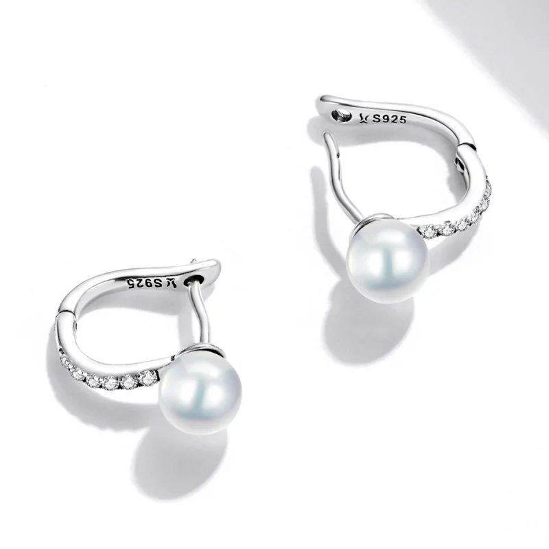 (image pour) Boucles d'oreilles créoles en perles de coquillage de style Pandora - SCE1288 - Afficher 4
