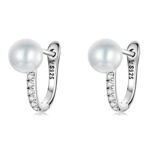 (image pour) Boucles d'oreilles créoles en perles de coquillage de style Pandora - SCE1288
