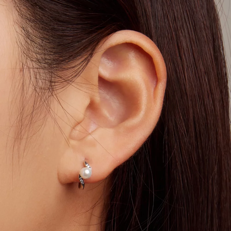 (image pour) Boucles d'oreilles créoles en perles en forme de coquillage de style Pandora - B - Afficher 6