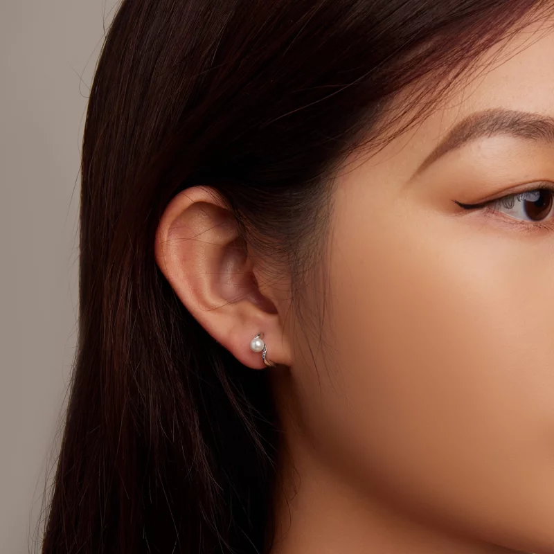 (image pour) Boucles d'oreilles créoles en perles en forme de coquillage de style Pandora - B - Afficher 7