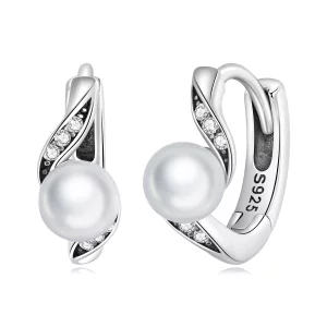 (image pour) Boucles d'oreilles créoles en perles en forme de coquillage de style Pandora - BSE710