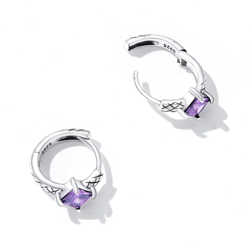 (image pour) Boucles d'oreilles à créoles en style Pandora avec motif serpent en zircone - SC - Afficher 3