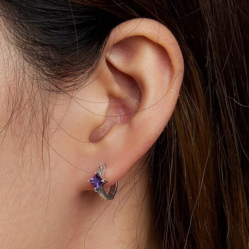 (image pour) Boucles d'oreilles à créoles en style Pandora avec motif serpent en zircone - SC - Afficher 7