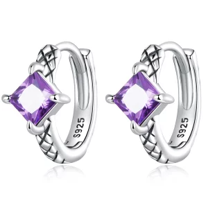 (image pour) Boucles d'oreilles à créoles en style Pandora avec motif serpent en zircone - SCE1417