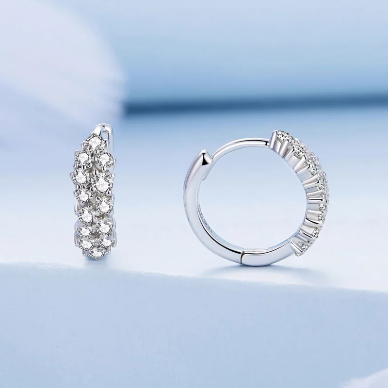 (image pour) Boucles d'oreilles créoles en zircon raffiné de style Pandora - BSE730 - Afficher 2