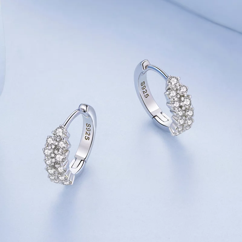 (image pour) Boucles d'oreilles créoles en zircon raffiné de style Pandora - BSE730 - Afficher 3