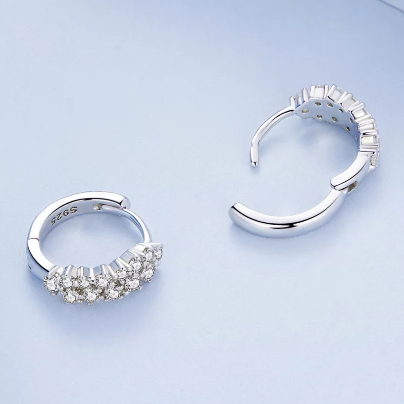 (image pour) Boucles d'oreilles créoles en zircon raffiné de style Pandora - BSE730 - Afficher 4