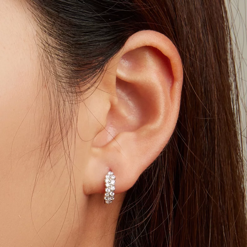 (image pour) Boucles d'oreilles créoles en zircon raffiné de style Pandora - BSE730 - Afficher 5