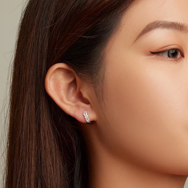 (image pour) Boucles d'oreilles créoles en zircon raffiné de style Pandora - BSE730 - Afficher 6