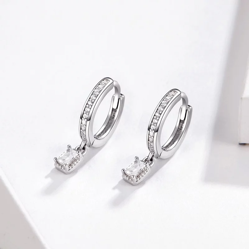 (image pour) Boucles d'oreilles créoles en zircone style Pandora - BSE157 - Afficher 2