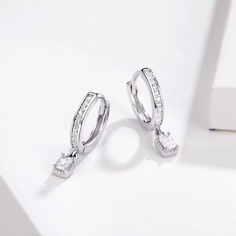 (image pour) Boucles d'oreilles créoles en zircone style Pandora - BSE157 - Afficher 3