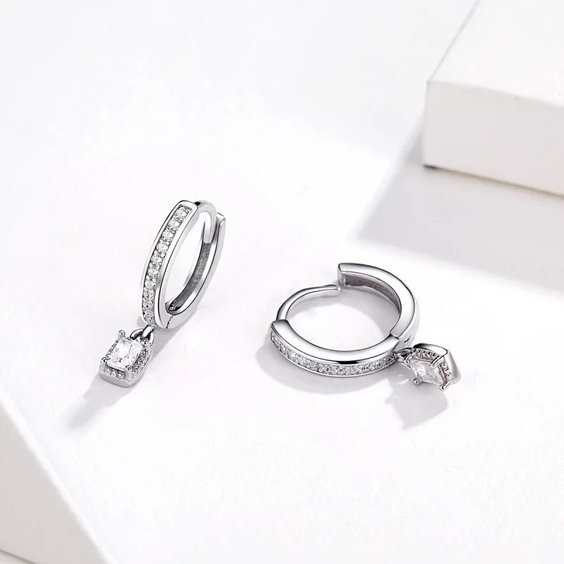 (image pour) Boucles d'oreilles créoles en zircone style Pandora - BSE157 - Afficher 4