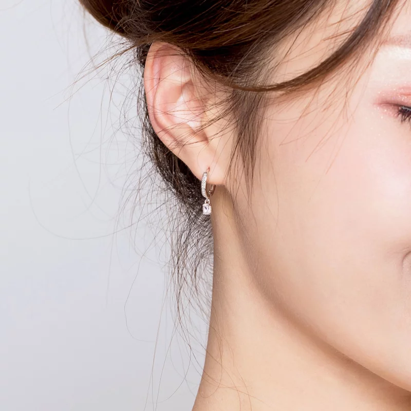 (image pour) Boucles d'oreilles créoles en zircone style Pandora - BSE157 - Afficher 5