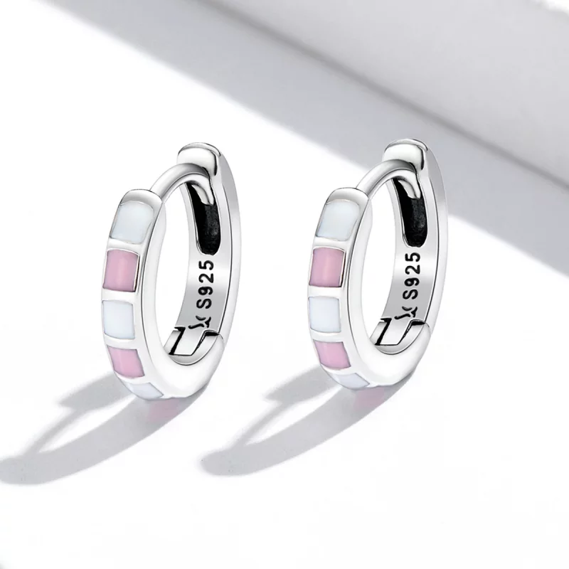 (image pour) Boucles d'oreilles créoles à motif simple style Pandora - SCE1372 - Afficher 2