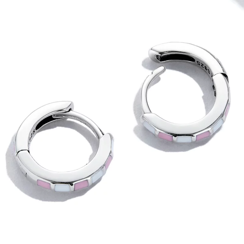 (image pour) Boucles d'oreilles créoles à motif simple style Pandora - SCE1372 - Afficher 4