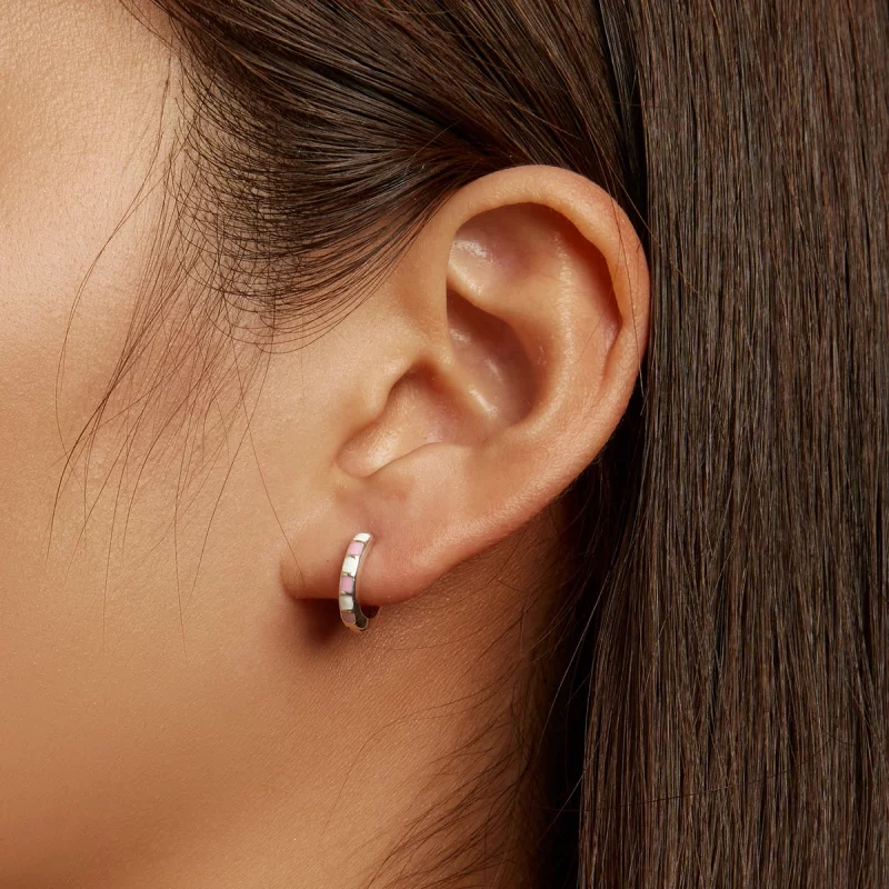 (image pour) Boucles d'oreilles créoles à motif simple style Pandora - SCE1372 - Afficher 6