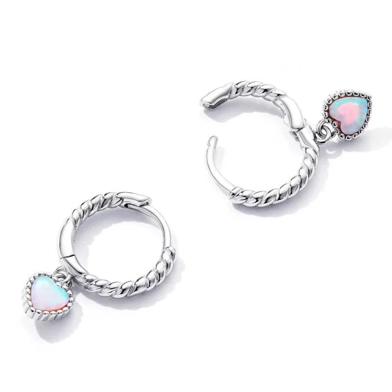 (image pour) Boucles d'oreilles créoles Pandora Style Opal Love - SCE1385 - Afficher 4