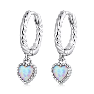 (image pour) Boucles d'oreilles créoles Pandora Style Opal Love - SCE1385