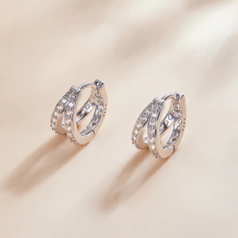 (image pour) Boucles d'oreilles créoles pour femme moderne de style Pandora - SCE1187-A - Afficher 2