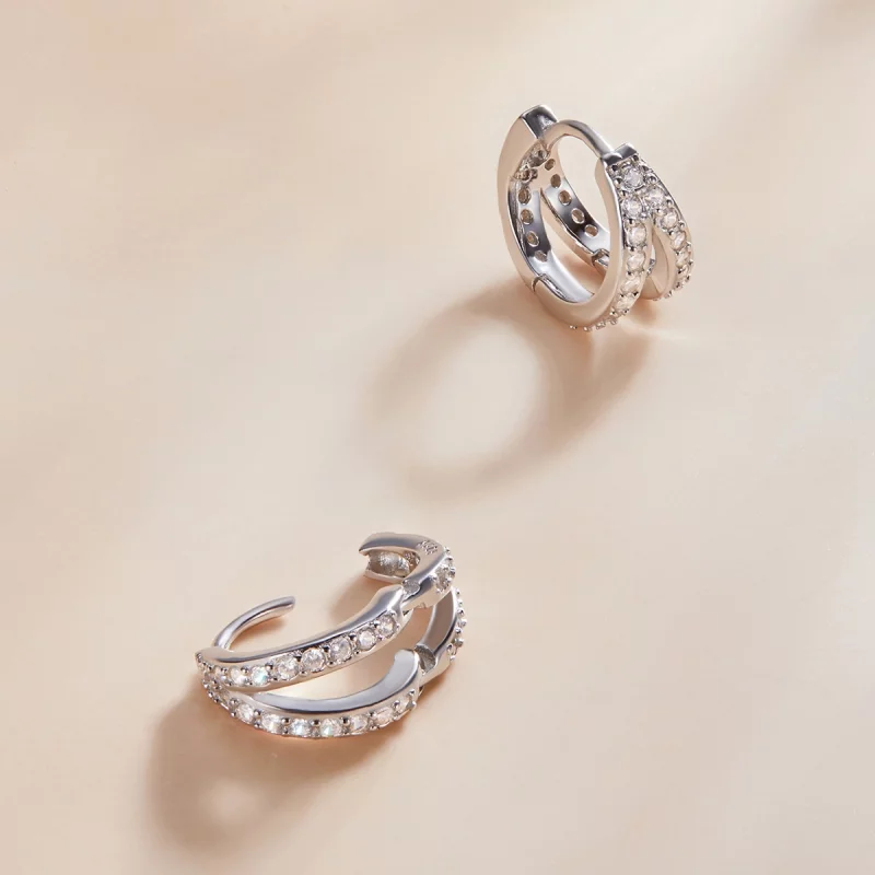 (image pour) Boucles d'oreilles créoles pour femme moderne de style Pandora - SCE1187-A - Afficher 3