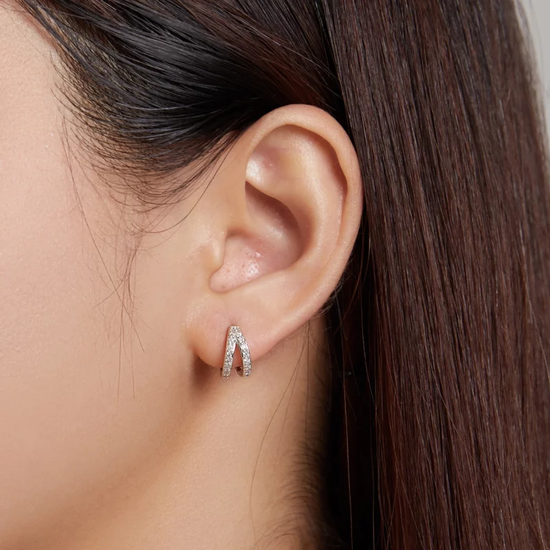 (image pour) Boucles d'oreilles créoles pour femme moderne de style Pandora - SCE1187-A - Afficher 4