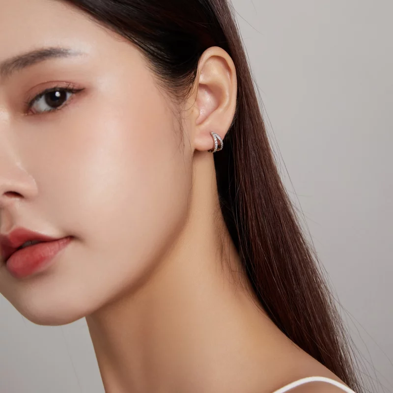 (image pour) Boucles d'oreilles créoles pour femme moderne de style Pandora - SCE1187-A - Afficher 5