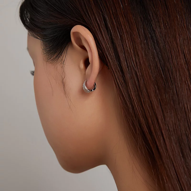 (image pour) Boucles d'oreilles créoles pour femme moderne de style Pandora - SCE1187-A - Afficher 6