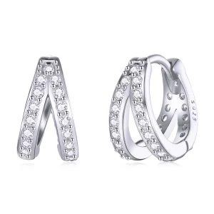 (image pour) Boucles d'oreilles créoles pour femme moderne de style Pandora - SCE1187-A