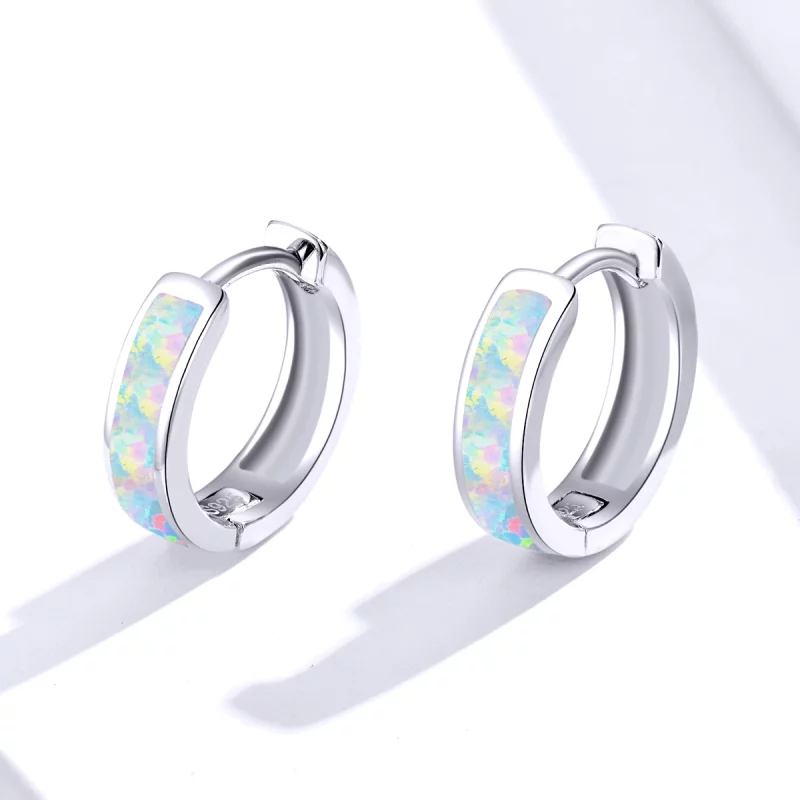 (image pour) Boucles d'oreilles créoles simples en style Pandora avec opale - SCE861 - Afficher 4